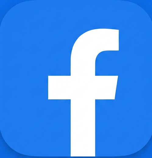 White lowercase letter 'f' on blue rounded square background